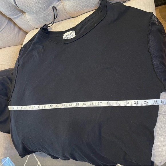 AP: Free People Black Long Sleeve Mesh / Ruffled Top Sz S.P - Picture 6 of 10